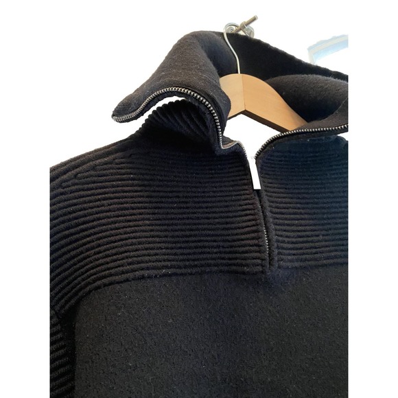 Haider‎ Ackermann Men’s Black Wool Half Zip Ribbed Sweater Cowl Collar Sz Large - Picture 2 of 5